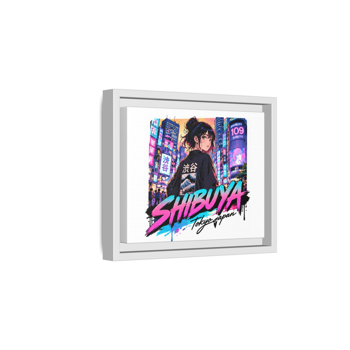 Shibuya Sky 5 City Pop Tokyo Anime Girl Matte Framed Canvas Print