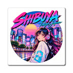 Shibuya Sky 1 Tokyo City pop  Anime Girl Magnet — Retro City Nightscape Fridge Magnet
