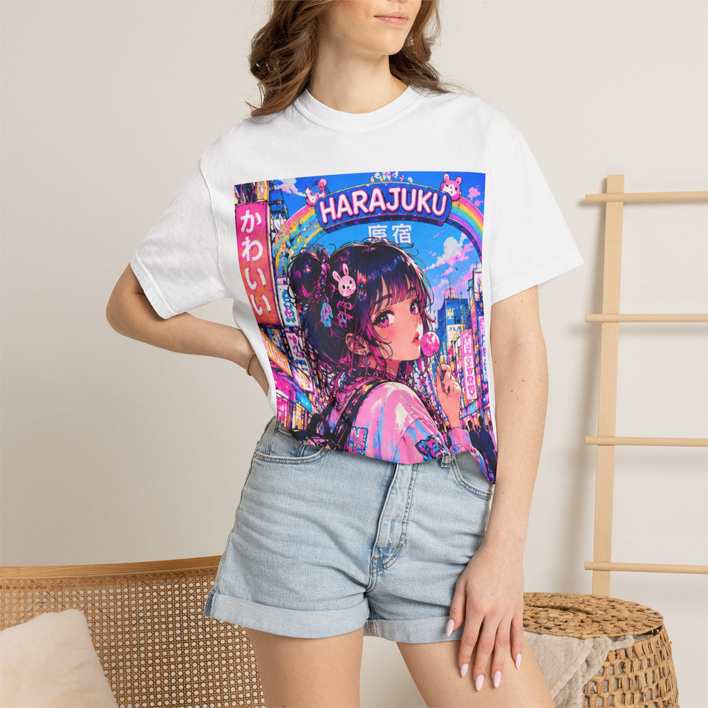 Harajuku Style 7 Neon City Anime Girl T-Shirt – Tokyo Streetwear Graphic Tee