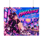 Harajuku Style 13 Neon City Anime Girl Satin Poster — Tokyo Japan Anime Wall Art