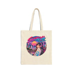 Shibuya Sky 1 City Pop Neon City Tote Bag — Anime Aesthetic Canvas Shopper