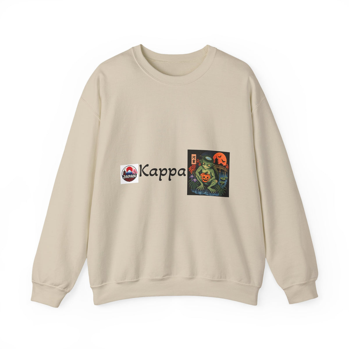 Kappa Logo Pumpkin Halloween Japanese Yokai Crewneck Sweatshirt | Retro Graphic