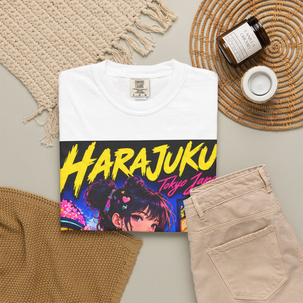 Harajuku Style 3 Neon City Anime Girl T-Shirt – Tokyo Streetwear Graphic Tee