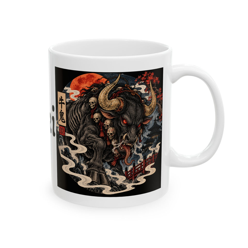Gyuuki Japanese Halloween Yokai Illustration Mug | Ceramic Coffee Cup