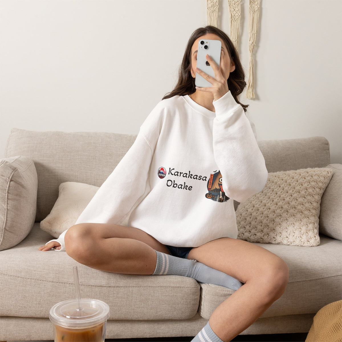Karakasa Obake Japanese Halloween Character Sweatshirt | Japanese Yokai Illustration