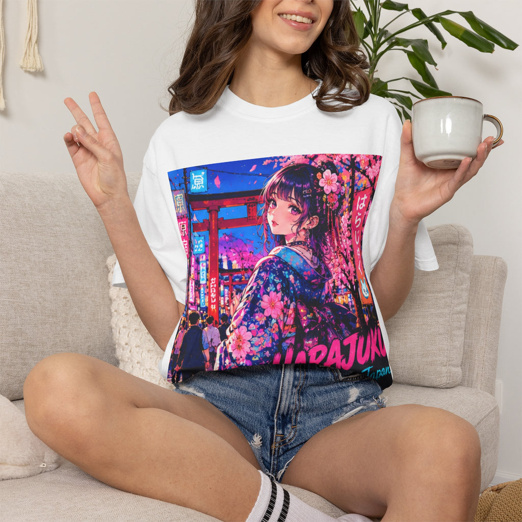Harajuku Style 12 Neon City Anime Girl T-Shirt – Tokyo Streetwear Graphic Tee