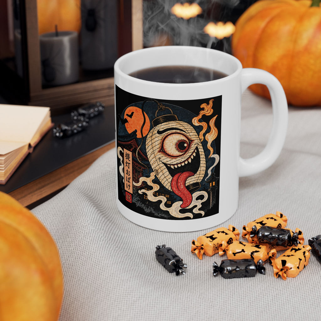 Chochin Obake Yokai Halloween Illustration Mug | Japanese Jack 'o lantern Ceramic Mug