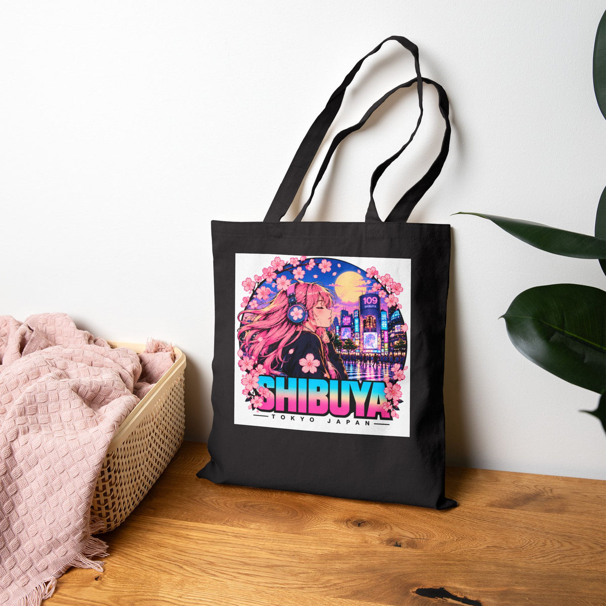 Shibuya Sky 4 Tokyo Neon City Tote Bag — Anime Aesthetic Canvas Shopper