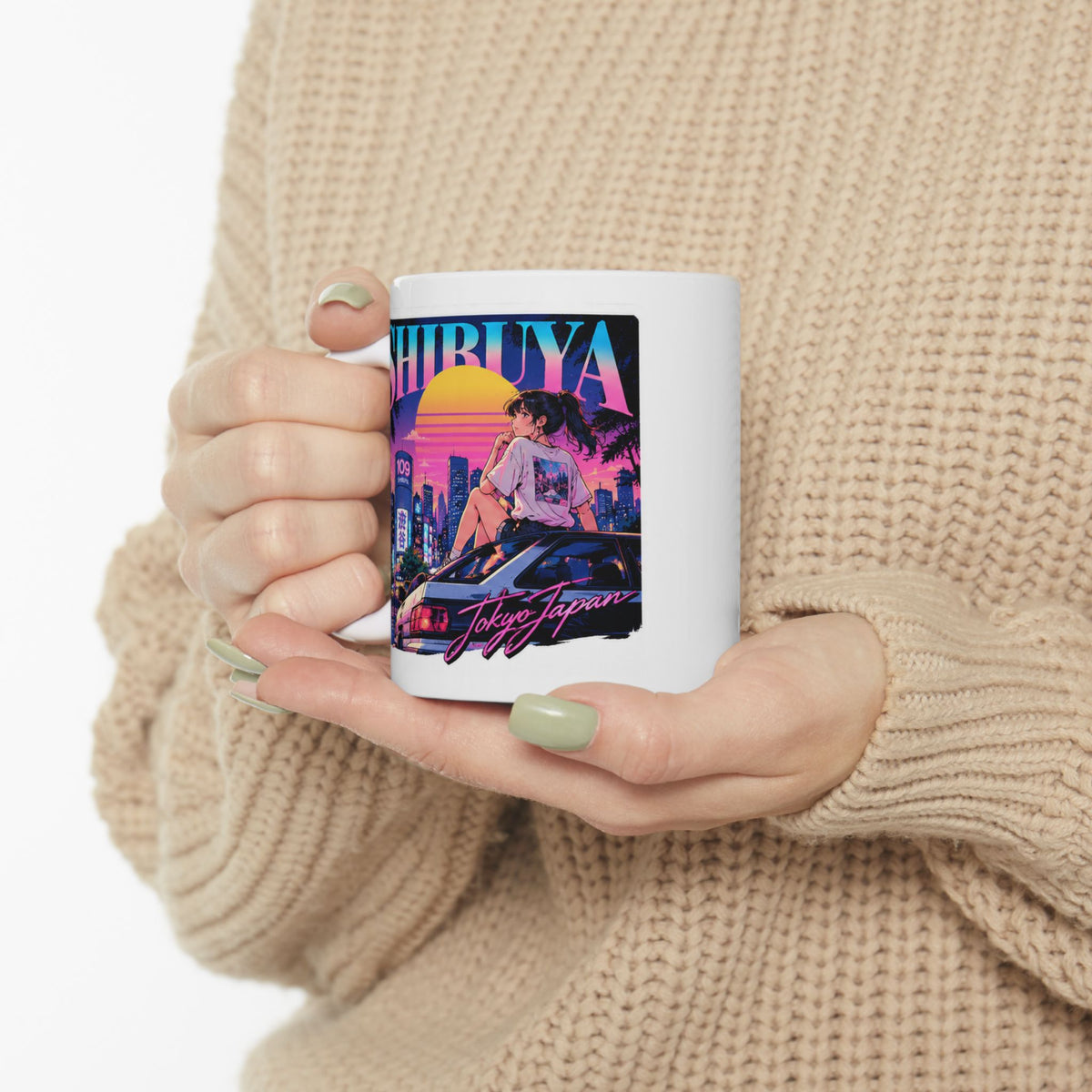 Shibuya Sky 6 Tokyo City Pop Night City Coffee Mug - Shibuya Neon Retro Vaporwave 11oz/15oz