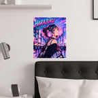 Harajuku Style 11 Neon City Anime Girl Satin Poster — Tokyo Japan Anime Wall Art