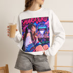 Harajuku Style 5 Neon City Anime Girl Crewneck Sweatshirt — Tokyo Street Anime Graphic