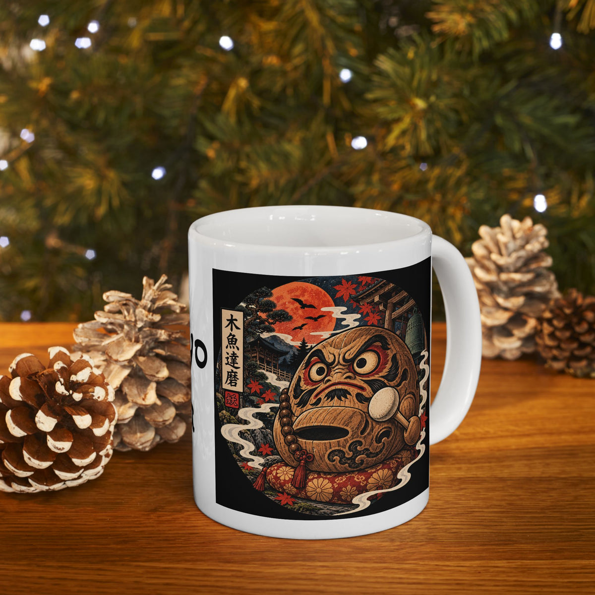 Daruma Japanese Yokai Halloween Illustration Mug | Ceramic 11oz 15oz