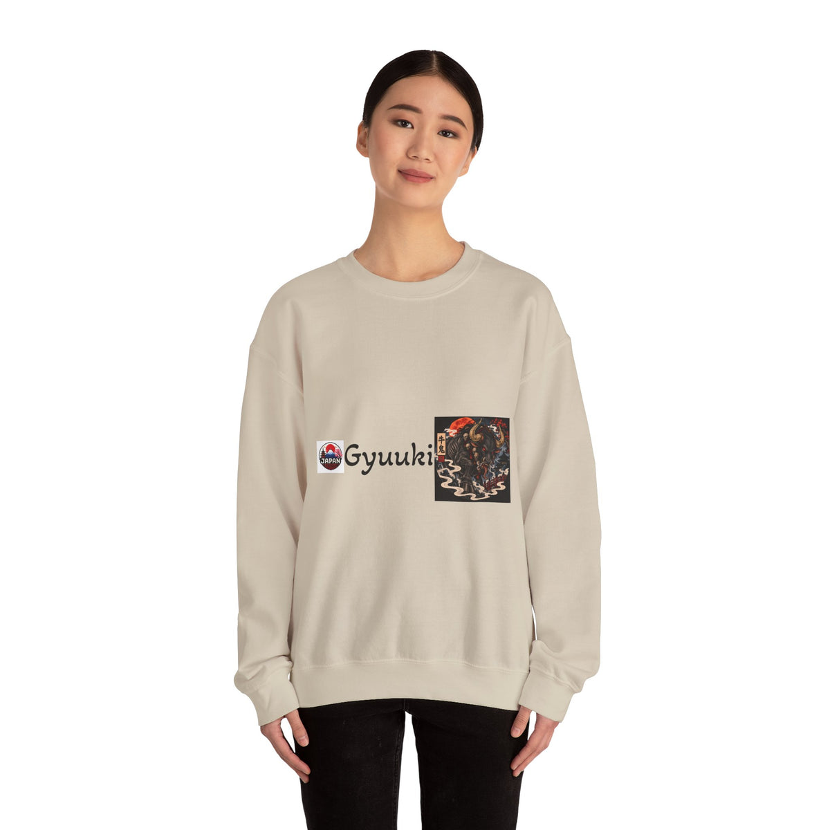 Gyuuki Yokai Halloween with vintage art Sweatshirt | Japanese monster crewneck
