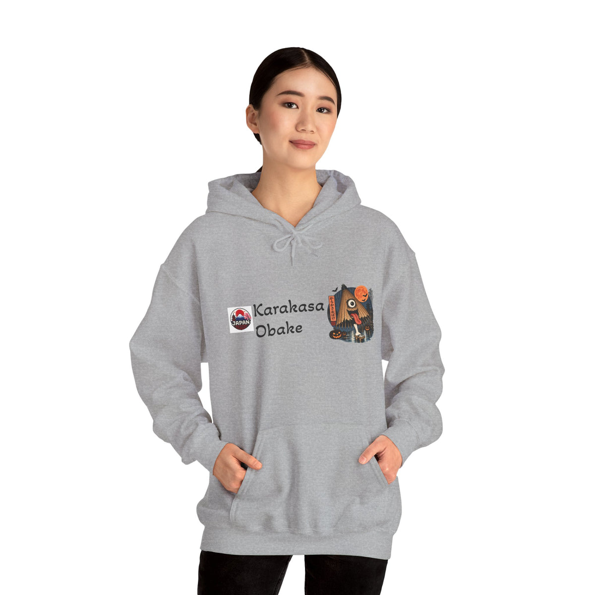 Karakasa Obake Halloween Ghost Illustration Hoodie | Japanese Yokai Hooded Sweatshirt