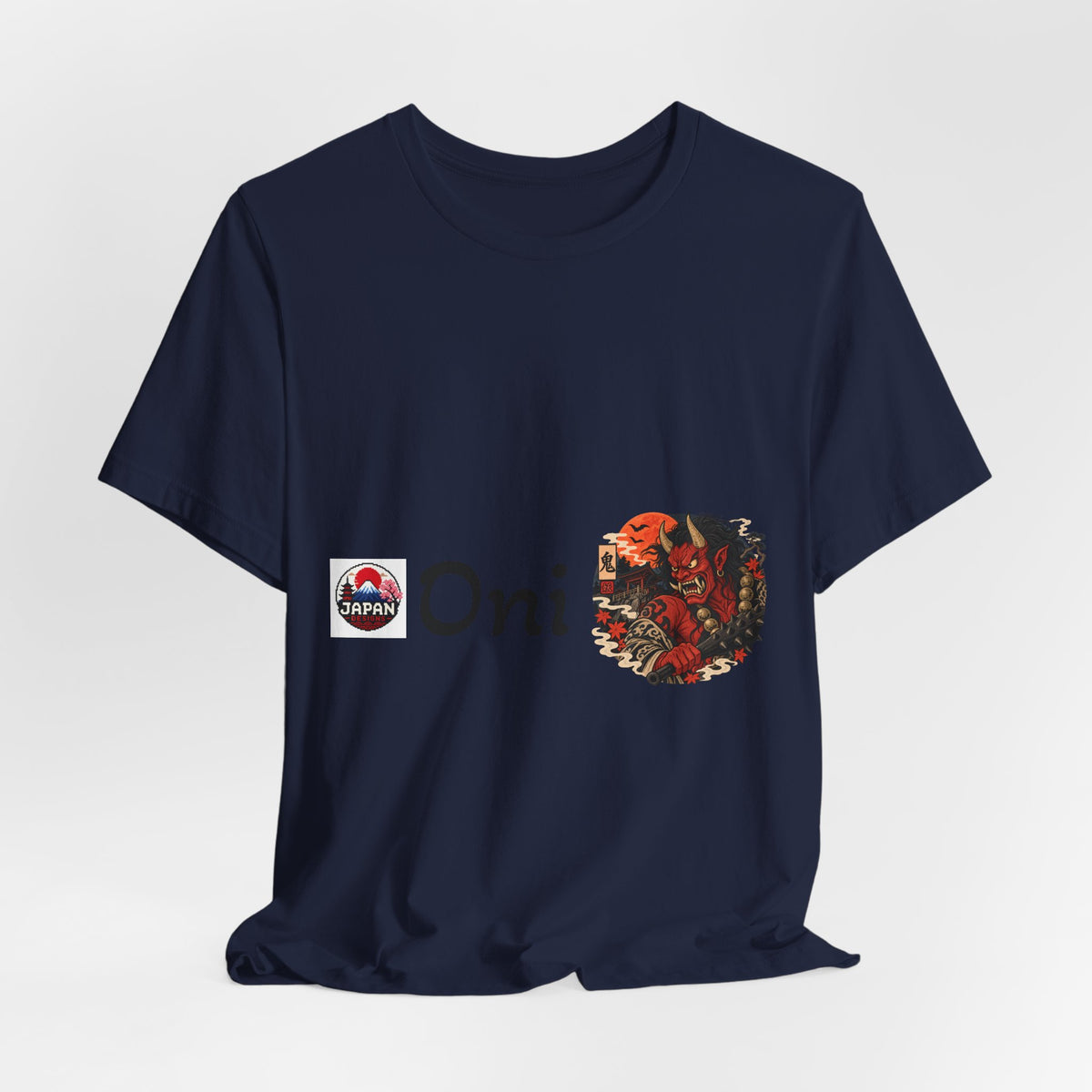 Oni Japanese Demon Yokai Halloween Illustration T-Shirt | Samurai Mask Graphic