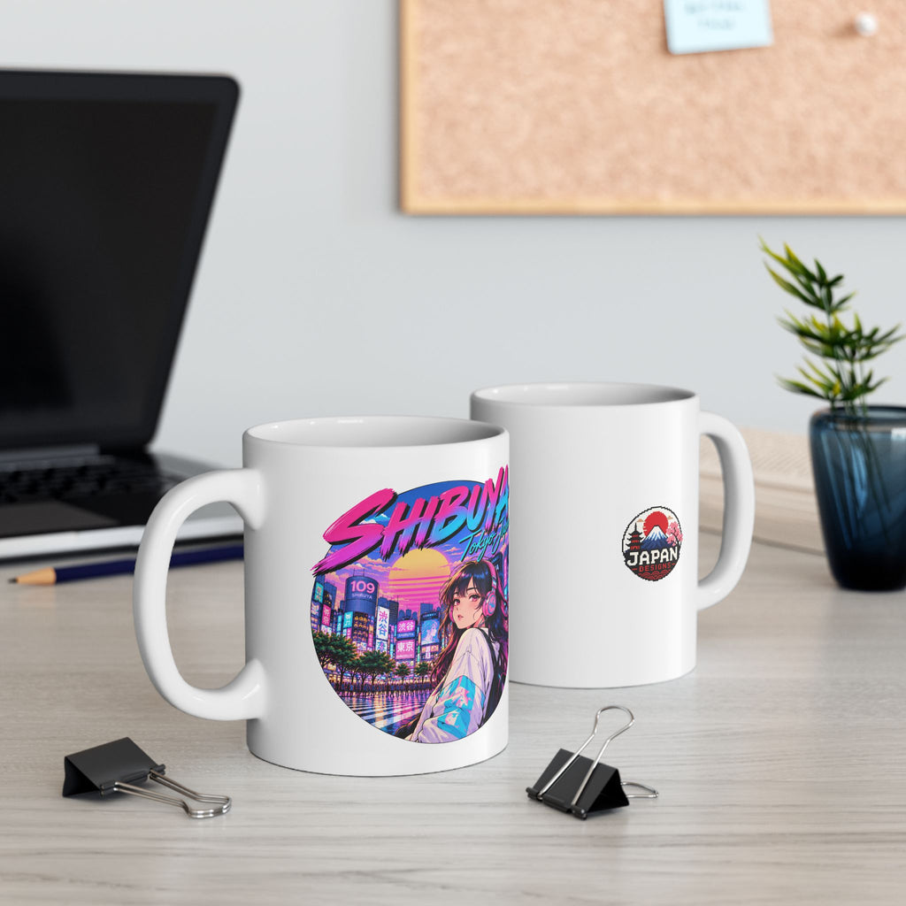 Shibuya 1 Tokyo City Pop Night City Coffee Mug - Shibuya Neon Retro Vaporwave 11oz/15oz