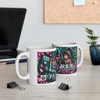 Akihabara Teal Neon City Sniper Girl Mug 11oz Coffee Cup