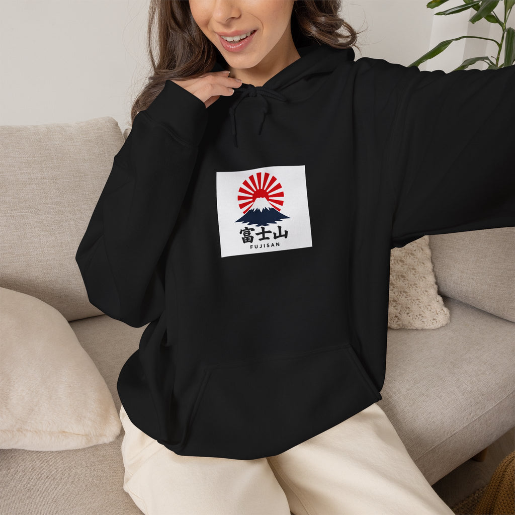 Rising Sun Mount Fuji Hoodie | Japanese Kanji Graphic