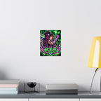 Akihabara Cyberpunk Anime Poster — Neon Green & Pink Matte Vertical Print