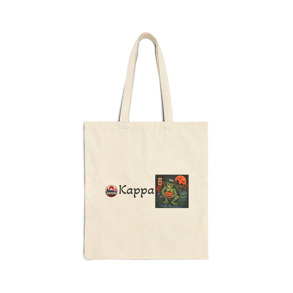 Kappa Japanese Yokai Halloween Illustration Tote Bag | Anime Mascot Logo Canvas