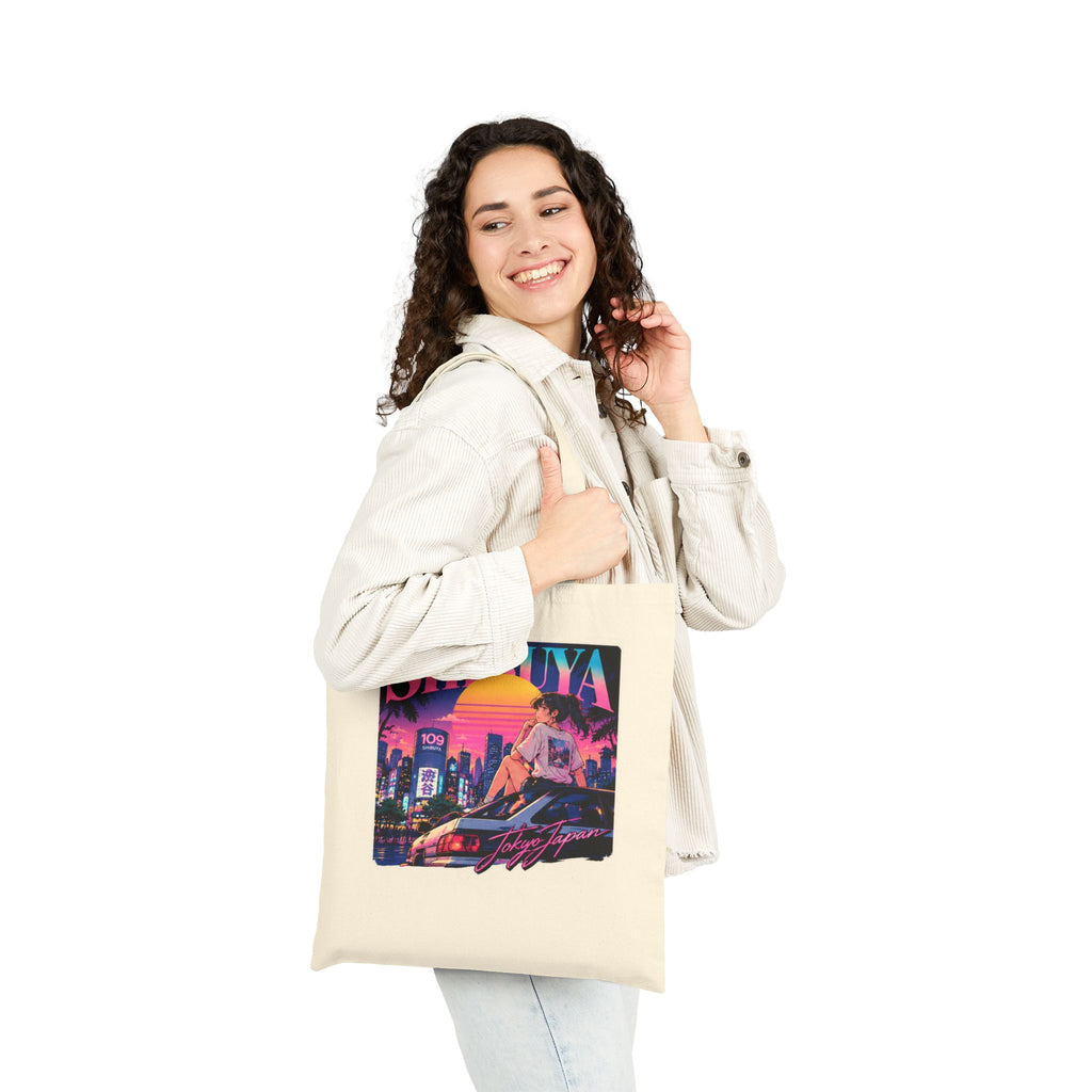 Shibuya Sky 6 Tokyo Neon City Tote Bag — Anime Aesthetic Canvas Shopper