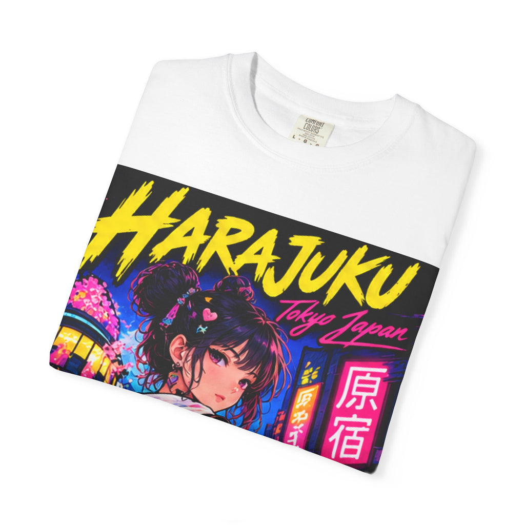 Harajuku Style 3 Neon City Anime Girl T-Shirt – Tokyo Streetwear Graphic Tee