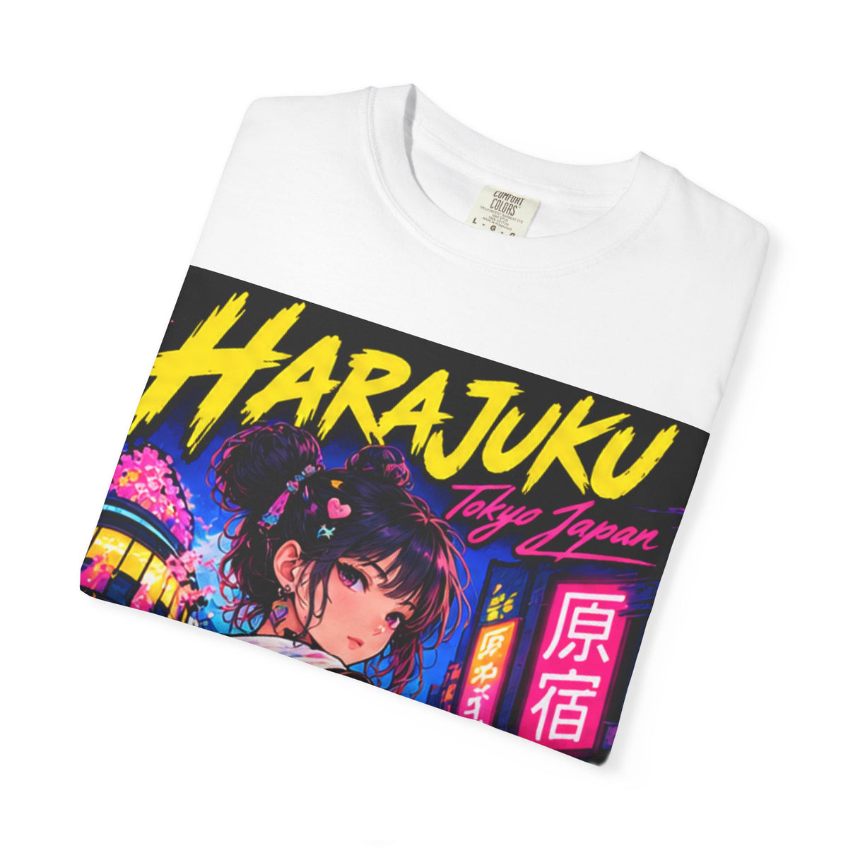 Harajuku Style 3 Neon City Anime Girl T-Shirt – Tokyo Streetwear Graphic Tee