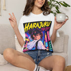 Harajuku Style 3 Neon City Anime Girl T-Shirt – Tokyo Streetwear Graphic Tee