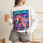 Harajuku Style 2 Neon City Anime Girl Crewneck Sweatshirt — Tokyo Street Anime Graphic