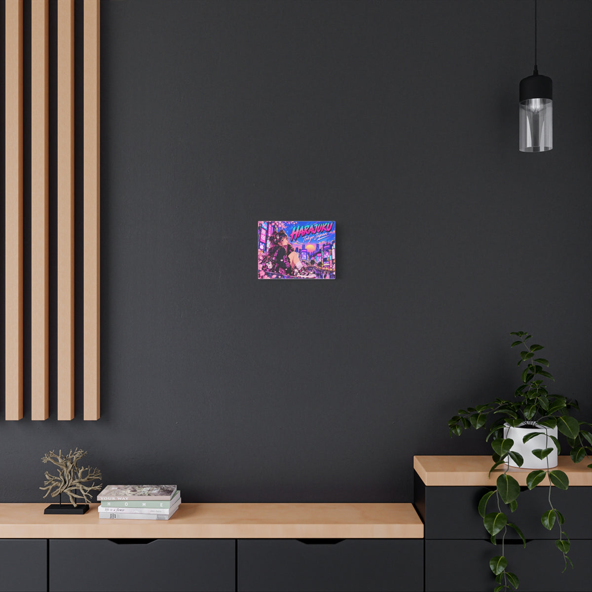 Harajuku Style 13 Neon City Tokyo Anime Girl Matte Canvas Wall Art