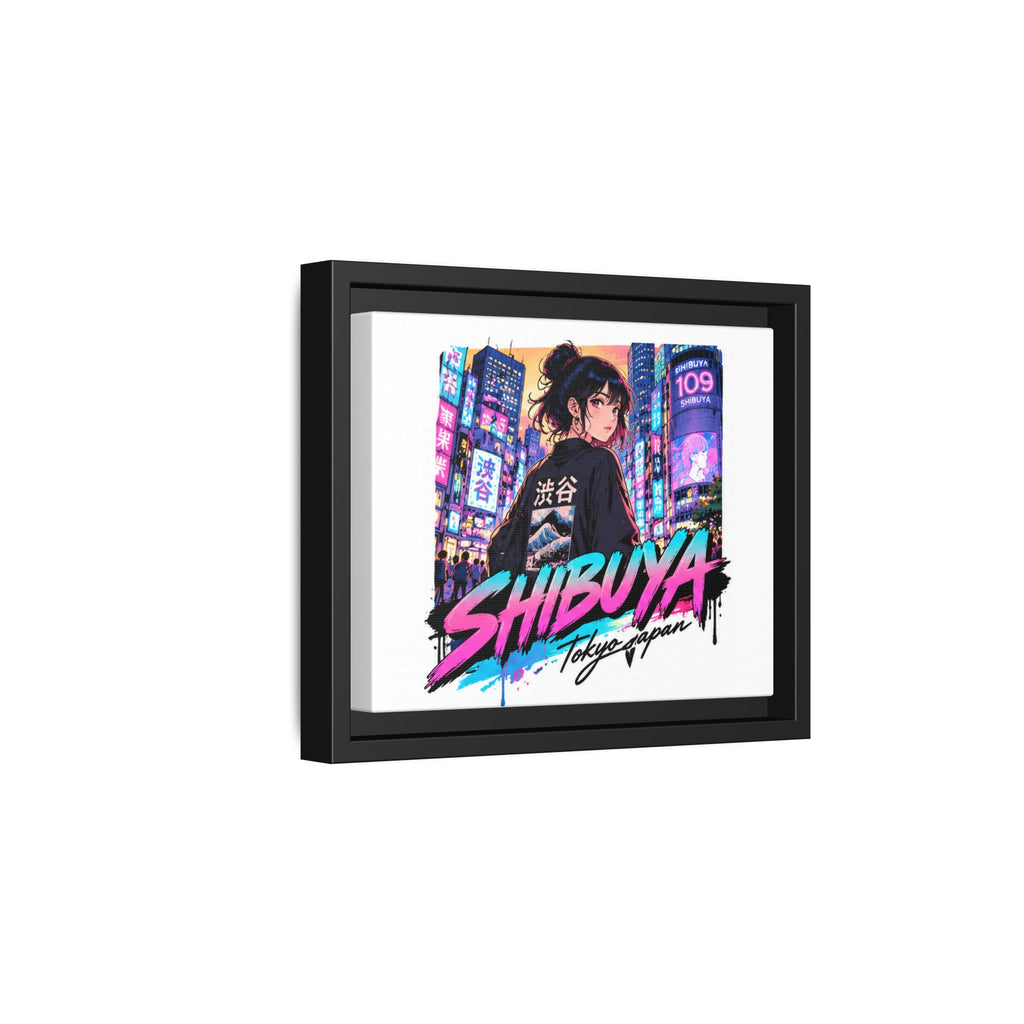Shibuya Sky 5 City Pop Tokyo Anime Girl Matte Framed Canvas Print