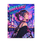 Harajuku Style 11 Neon City Tokyo Anime Girl Matte Canvas Wall Art