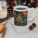 Kappa Japanese Yokai Halloween Retro Illustration Mug | Ceramic Coffee Cup, 11oz 15oz