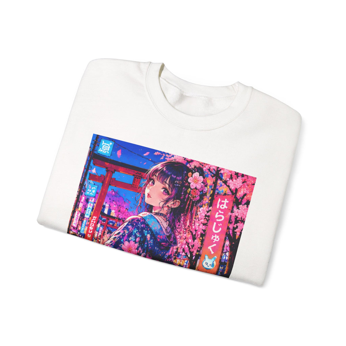 Harajuku Style 12 Neon City Anime Girl Crewneck Sweatshirt — Tokyo Street Anime Graphic