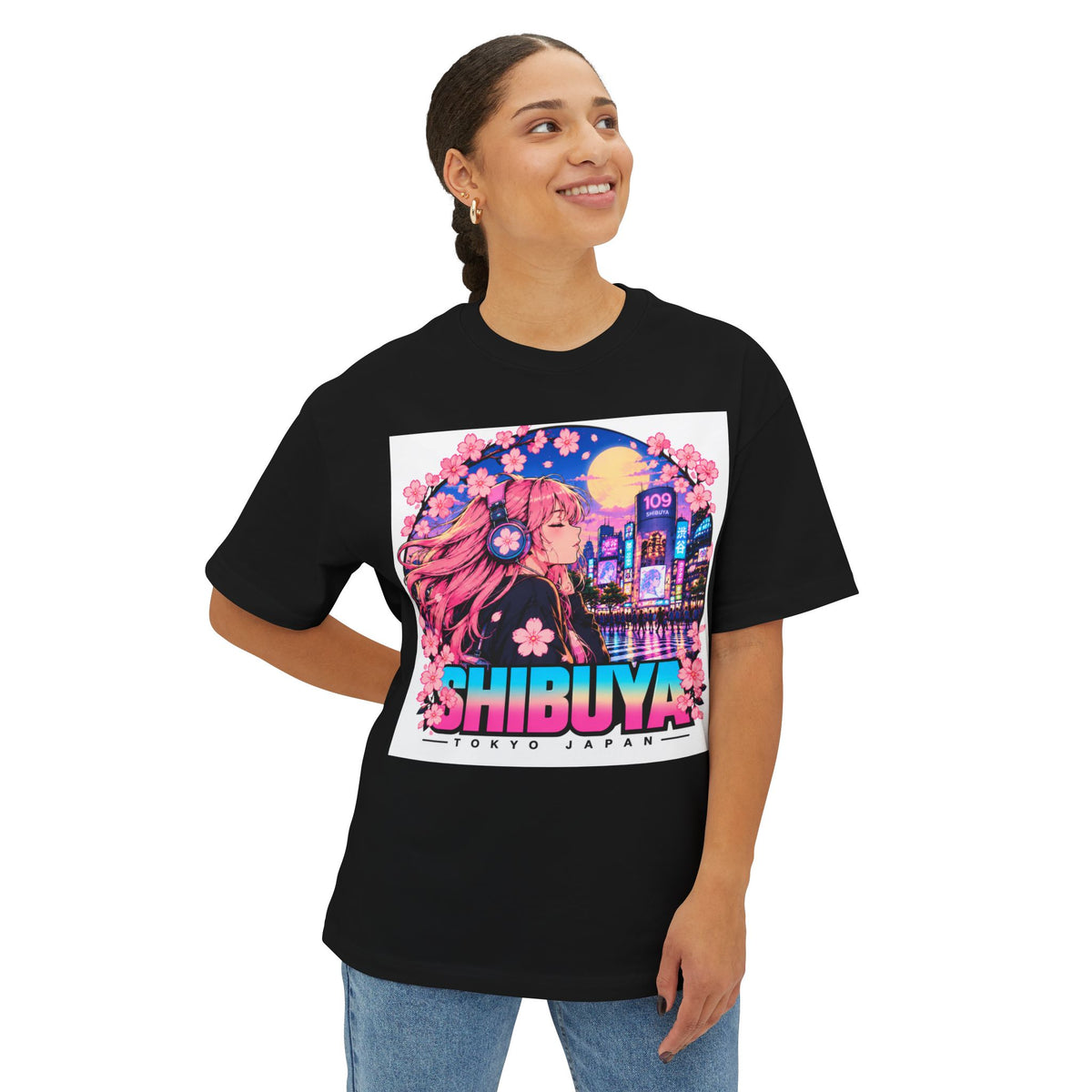 Shibuya Sky 4 Tokyo City Pop Neon Anime Tee — Retro Japanese Cityscape Graphic T-Shirt