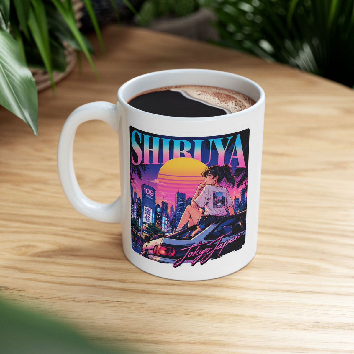 Shibuya Sky 6 Tokyo City Pop Night City Coffee Mug - Shibuya Neon Retro Vaporwave 11oz/15oz