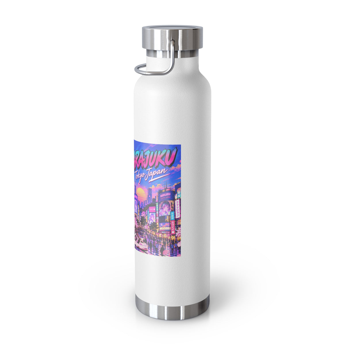 Harajuku Style 13 Neon City Anime Girl Water Bottle — 22oz Copper Vacuum Insulated