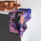 Shibuya Sky 6 City Pop Neon Sunset Hand Towel — Retro Sakura Tokyo Design