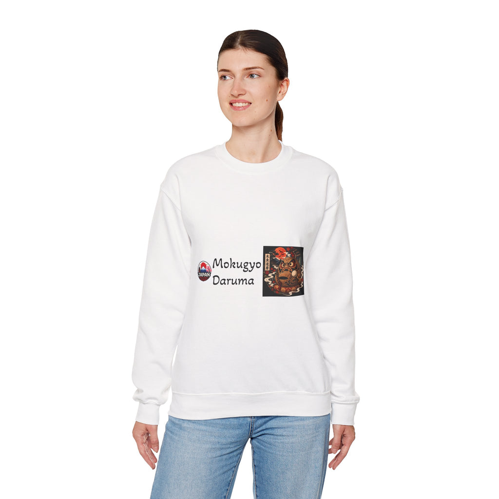 Mokugyo Daruma Yokai Halloween Illustration Crewneck Sweatshirt | Japanese Buddhist Motif