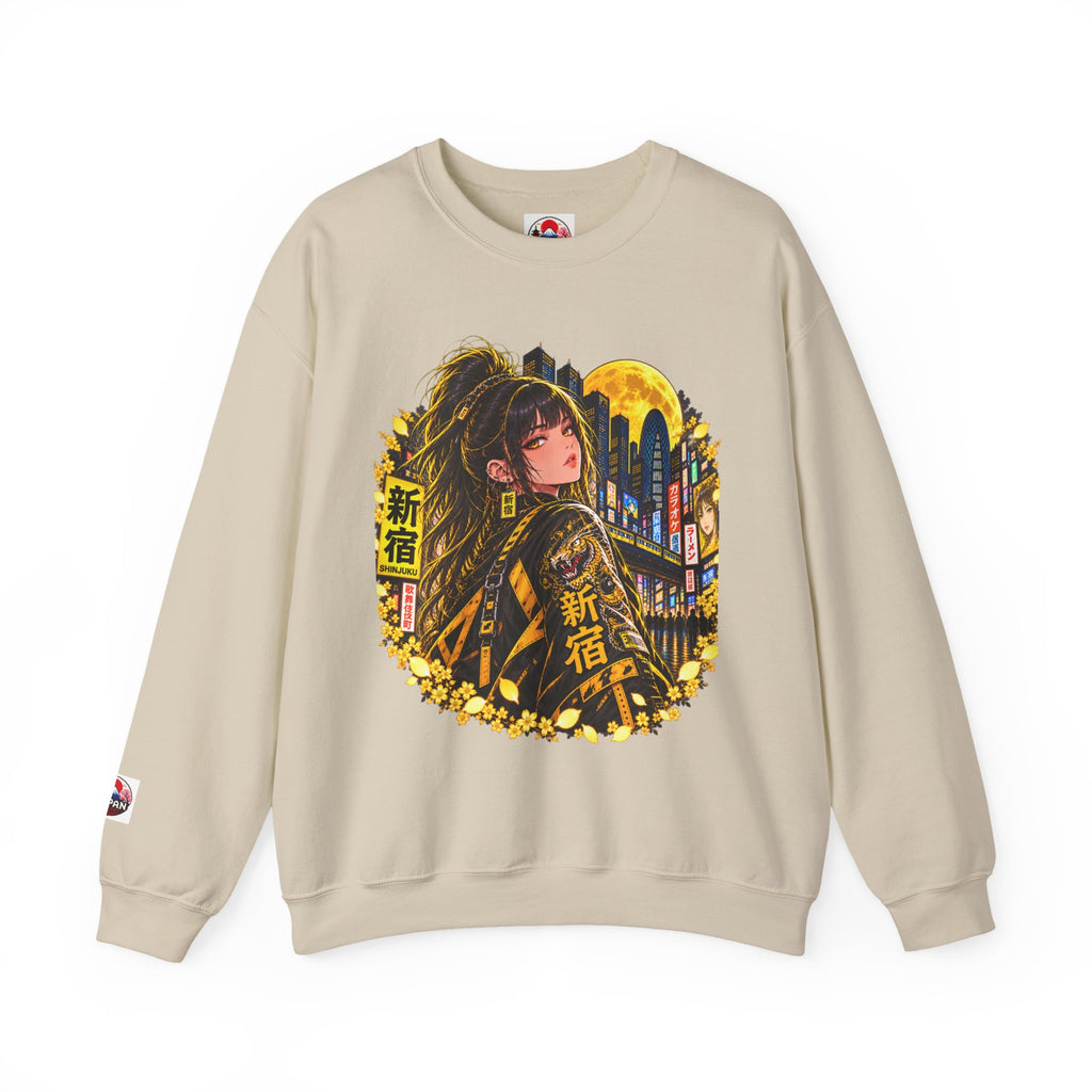 Anime Cyberpunk Sweatshirt - Neon Yellow Tokyo 'Shinjuku' Crewneck