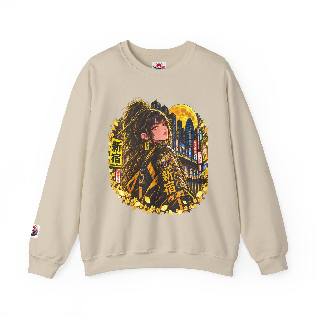 Anime Cyberpunk Sweatshirt - Neon Yellow Tokyo 'Shinjuku' Crewneck