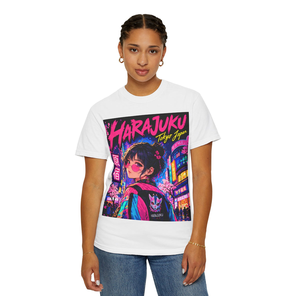 Harajuku Style 1 Neon City Anime Girl T-Shirt – Tokyo Streetwear Graphic Tee