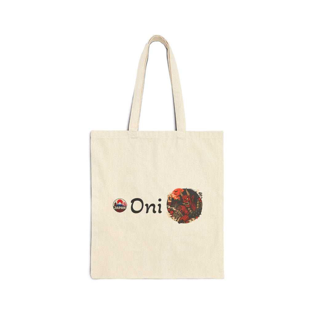 Oni Japanese Yokai Halloween Illustration Tote Bag | Japanese Demon Art Canvas Tote