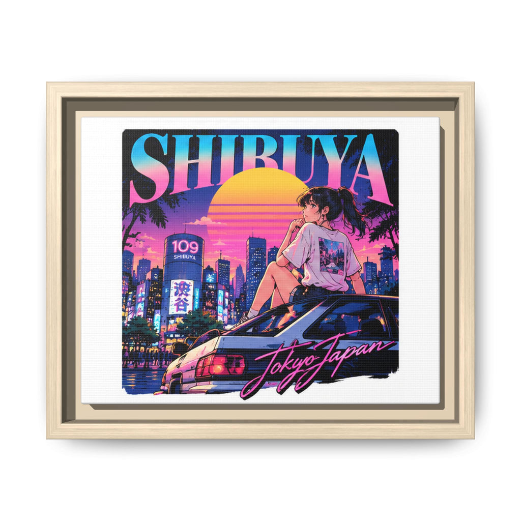 Shibuya Sky 6 City Pop Tokyo Anime Girl Matte Framed Canvas Print