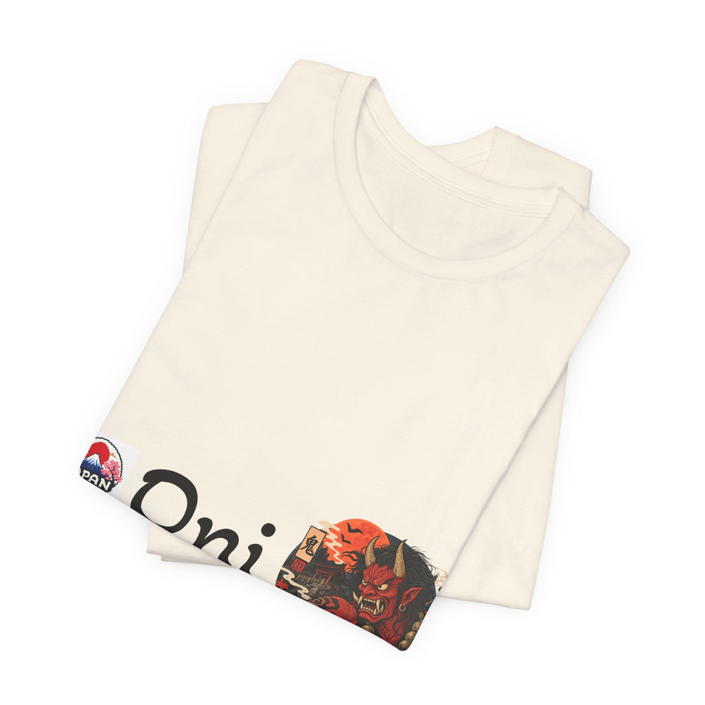 Oni Japanese Demon Yokai Halloween Illustration T-Shirt | Samurai Mask Graphic