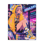 Harajuku Style 10 Neon City Tokyo Anime Girl Matte Canvas Wall Art