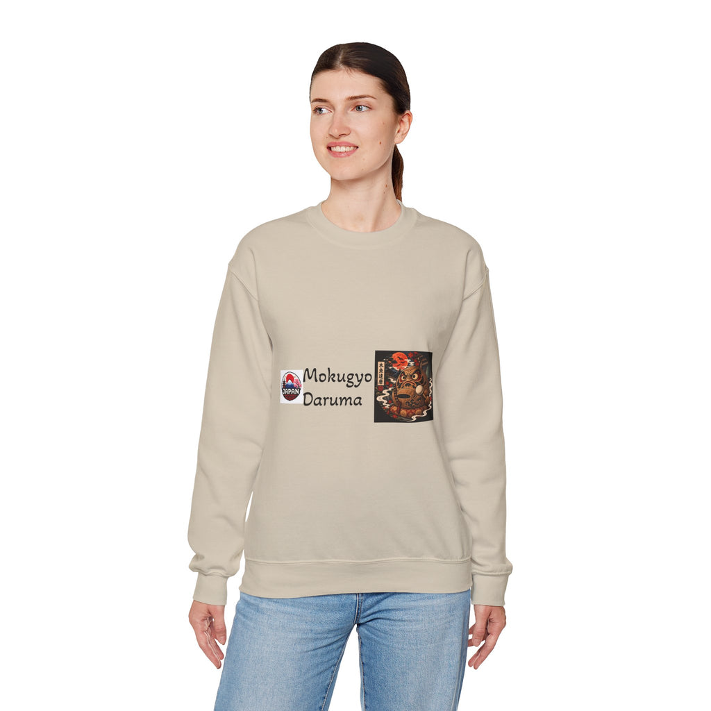 Mokugyo Daruma Yokai Halloween Illustration Crewneck Sweatshirt | Japanese Buddhist Motif