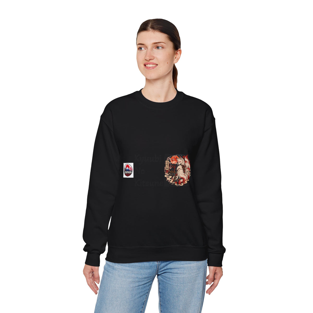 Kyuubi No Kitsune Yokai Halloween Crewneck Sweatshirt | Japanese Fox Spirit Graphic