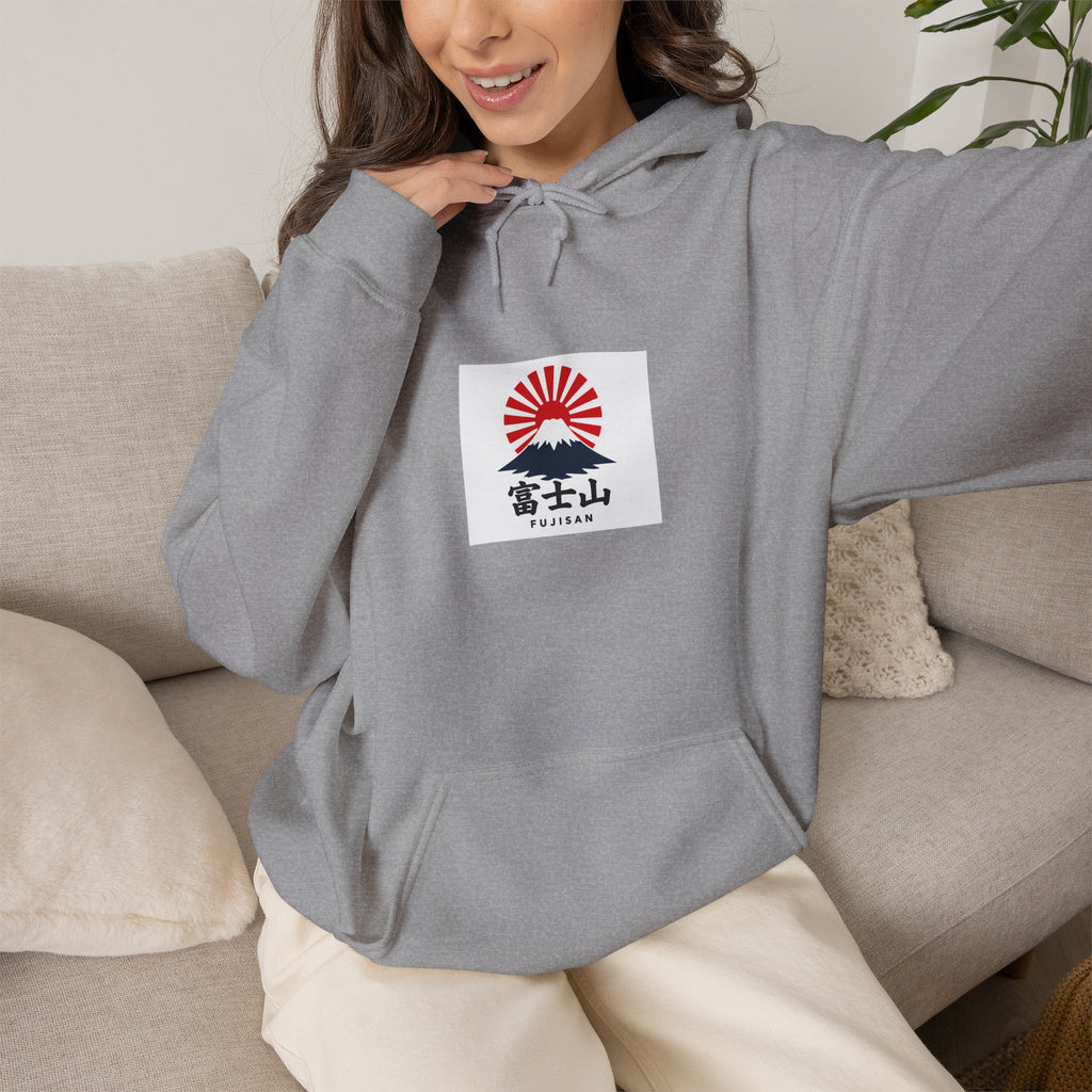 Rising Sun Mount Fuji Hoodie | Japanese Kanji Graphic