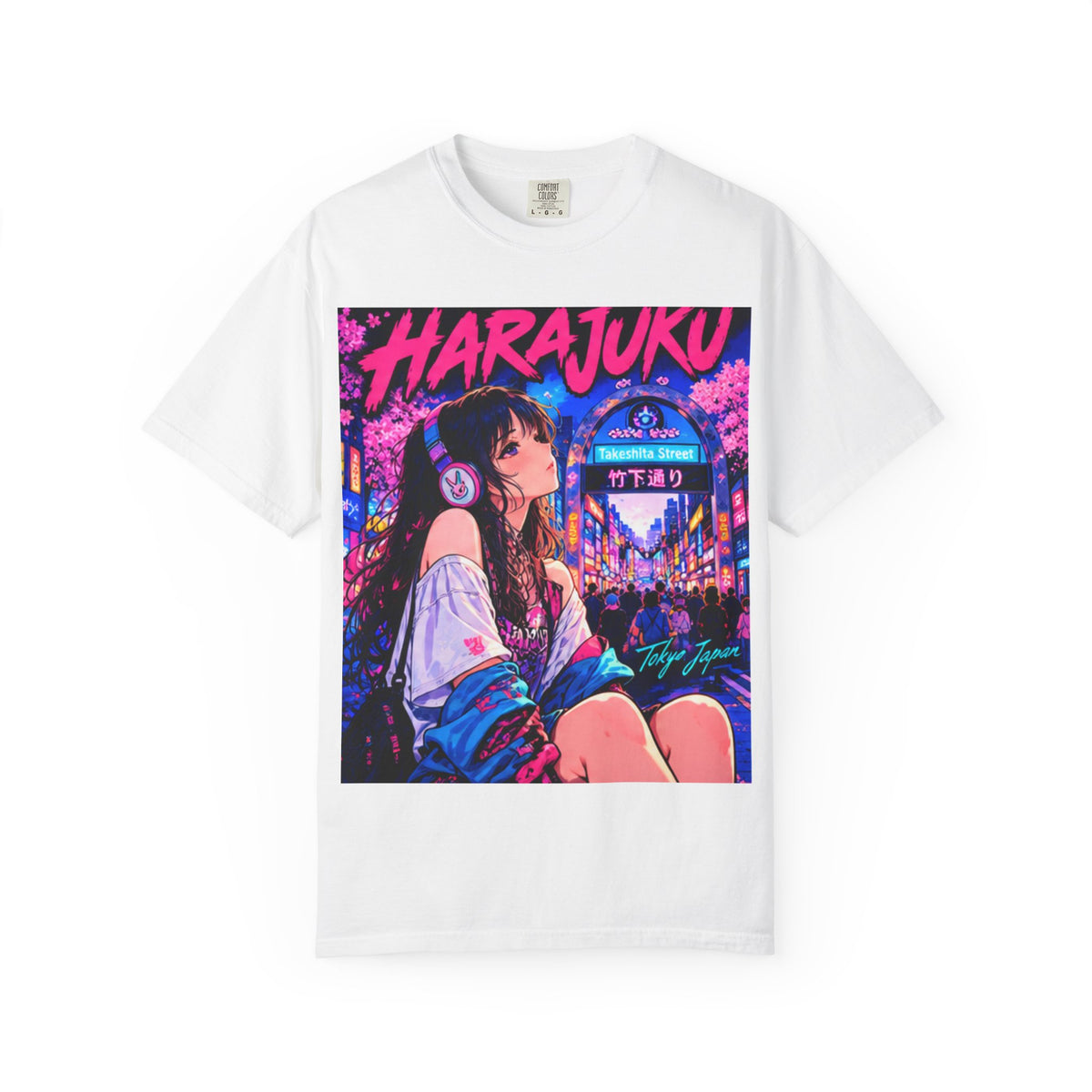 Harajuku Style 5 Neon City Anime Girl T-Shirt – Tokyo Streetwear Graphic Tee
